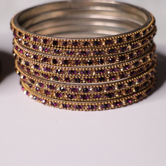 Bracelets/ Bangles Set of 12  Purple & Gold - Picture 2 of 7